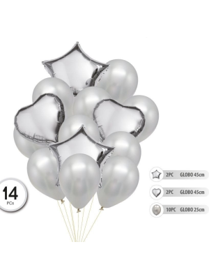 Comprar Globos Set Plateados 14 unid - Globos de Formas Metalizados