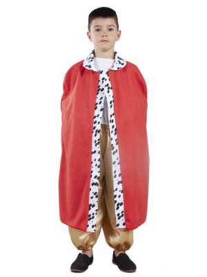 Capa Rey Roja con Estampado Infantil - Complementos Navideños