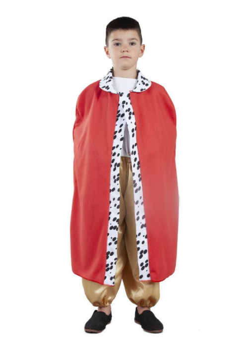 Capa Rey Roja con Estampado Infantil - Complementos Navideños