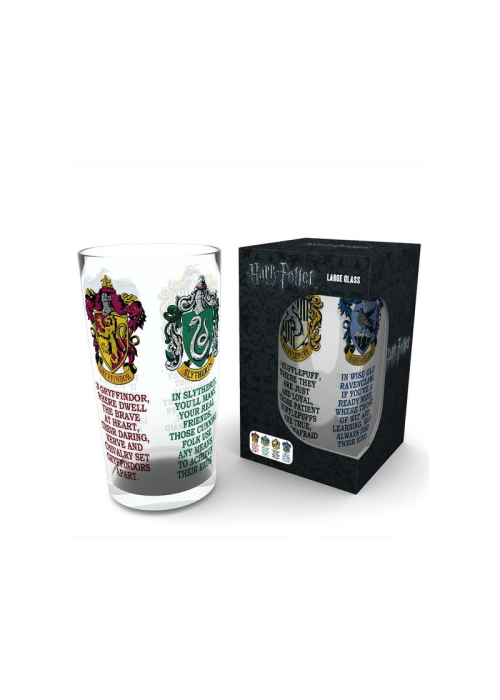 Vaso largo de cristal Harry Potter Logos House Crest