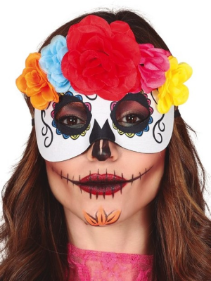 Antifaz  Catrina  Flores - Complementos de Esqueletos y Catrinas
