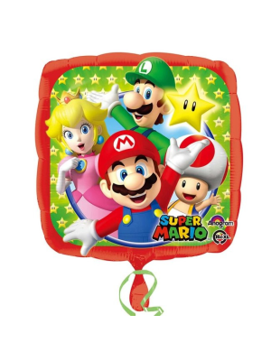 Globo cuadrado de Super Mario Metalizado 45cm - Globos de Formas Metalizados