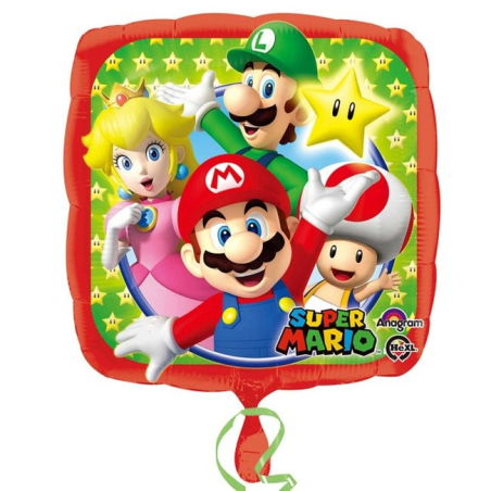 Globo cuadrado de Super Mario Metalizado 45cm - Globos de Formas Metalizados