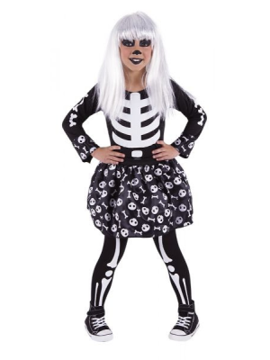 Disfraz de Catrina Fluorescente Infantil - Disfraces Calaveras y Esqueletos