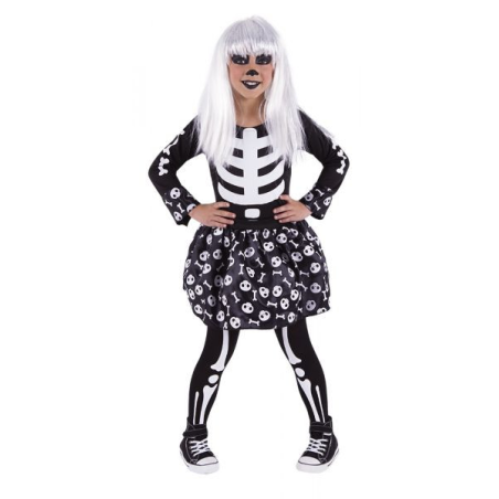Disfraz de Catrina Fluorescente Infantil - Disfraces Calaveras y Esqueletos