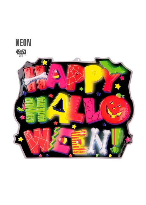 Cartel Happy Halloween 3D Fluorescente