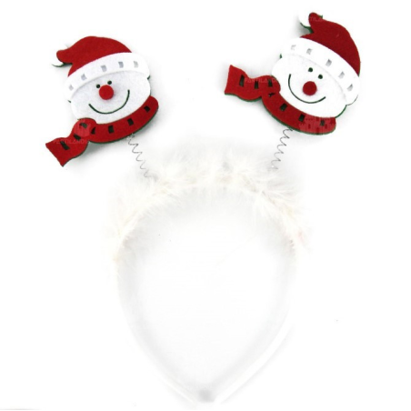 Diadema Muelles Muñeco de Nieve Noel - Gorros y Diademas para Cotillon