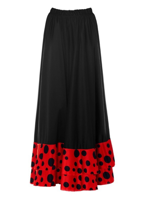 Falda Sevillana Doble Volante Lunar Rojo - Faldas Flamencas