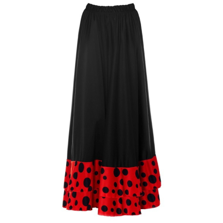 Falda Sevillana Doble Volante Lunar Blanco
