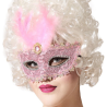 Antifaz con Pluma Rosa - Complemento Epoca y venecianos