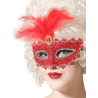 Antifaz con Pluma Roja - Complemento Epoca y venecianos