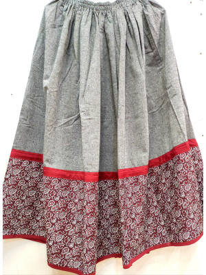 Comprar Falda Casera Gris y bies Granate con Flores Araotz - Faldas Regionales, Enaguas y Pololos