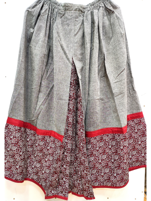 Comprar Falda Casera Gris y bies Granate con Flores Araotz - Faldas Regionales, Enaguas y Pololos