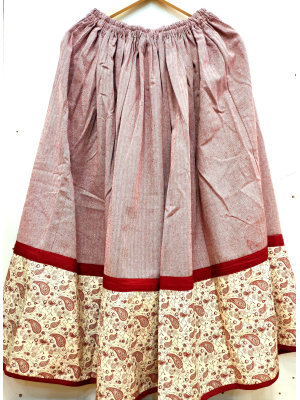 Comprar Falda Casera Granate y bies beige con Flores Araotz - Faldas Regionales, Enaguas y Pololos