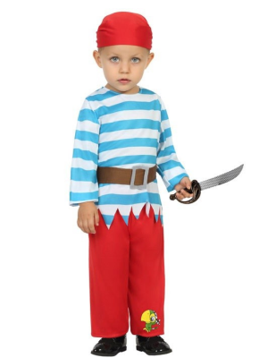 Disfraz de Pirata de Rayas Azul Bebe - Disfraces de Piratas para Bebes