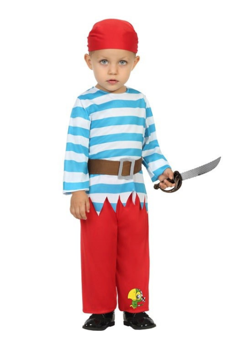 Disfraz de Pirata de Rayas Azul Bebe - Disfraces de Piratas para Bebes