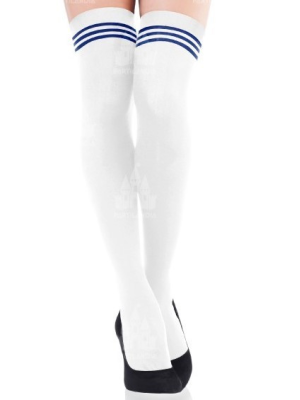 Medias Blancas con Rayas Azul Marino - Medias y Pantys