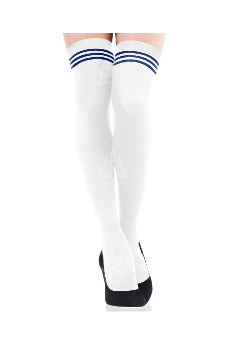 Medias Blancas con Rayas Azul Marino - Medias y Pantys