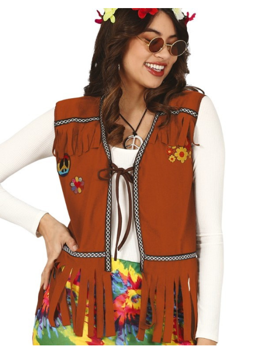 Chaleco Hippie Peace Mujer - Complementos años 60-70 (Hippies)
