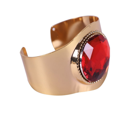 Brazalete Dorado con Piedra Roja - Collares, Pulseras y Anillos