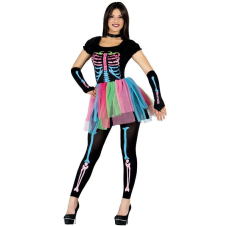 Disfraz de Esqueleto Tutu Colores para Mujer - Disfraces Halloween Calaveras