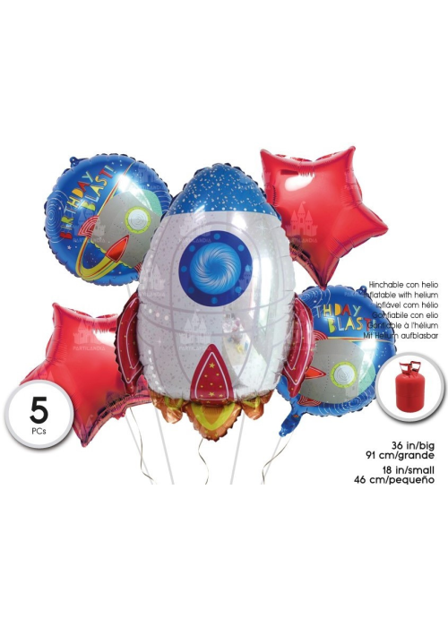 Globos Cohete set de 5 unid - Globos de Formas Metalizados
