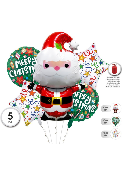 Globos Set Papa Noel 5 Uni - Decoracion y Globos para Cotillon