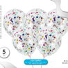 Bolsa con 5 Globos con Confetti Multicolor - Articulos y Decoracion de Fiesta