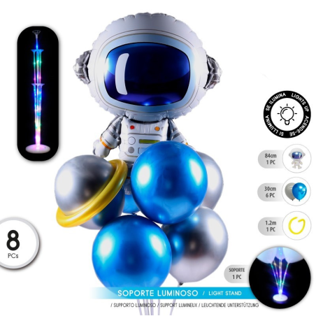 Centro Globos Astronauta Set 8 Globos Luz - Globos