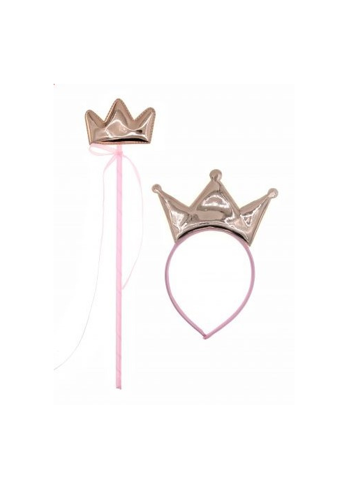 Set Corona y Varita Oro Rosa - Sombreros