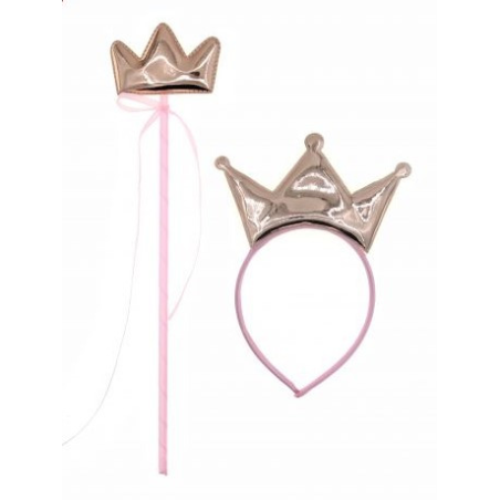 Set Corona y Varita Oro Rosa - Sombreros