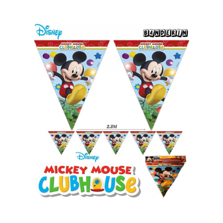 Banderines Triangulares Mickey - Fiestas de Cumpleaños de Mickey