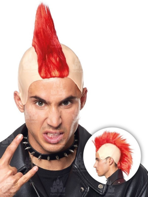 Peluca Cresta Roja con Calva - Complementos de Rock y Punk