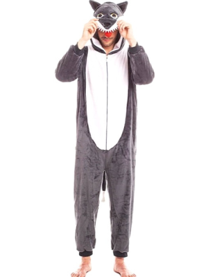 Disfraz de Lobo Gris Pijama Peluche - Disfraces de Animales Adultos