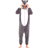 Disfraz de Lobo Gris Pijama Peluche - Disfraces de Animales Adultos