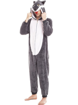 Disfraz de Lobo Gris Pijama Peluche - Disfraces de Animales Adultos