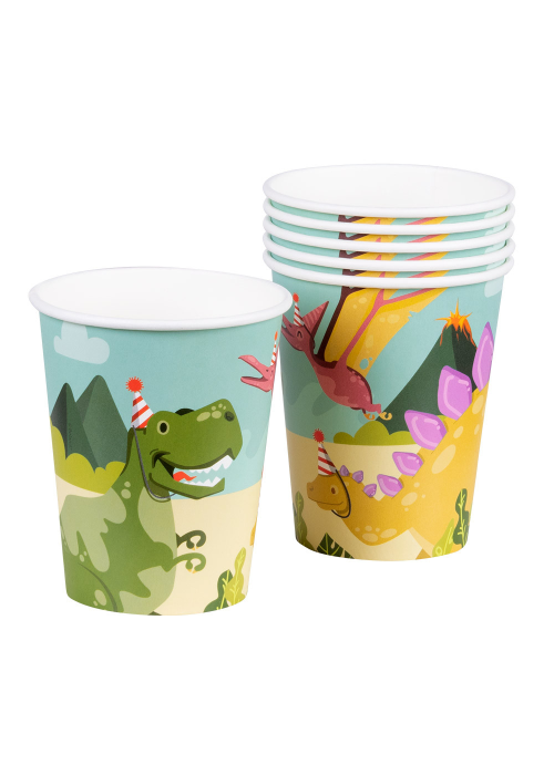 Vasos de Dinosaurio de papel 6 Unid - Fiestas de Cumpleaños de Dinosaurios