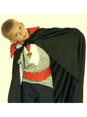 Capa Negra Cuello Rojo Infantil - Capas