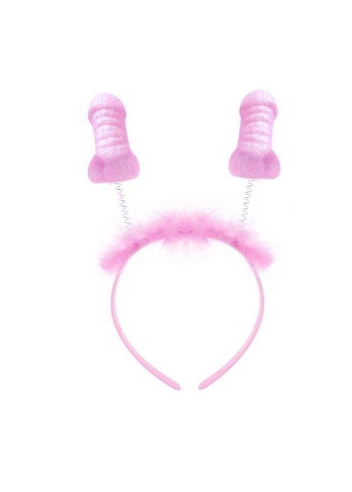 Diadema Penes Brilo Rosa - Diademas y Gorros para Despedidas