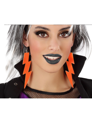Pendientes Rayo Naranja Neon - Complementos años 80-90