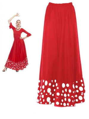 Falda Sevillana Roja Lunar Blanco Doble Volante - Faldas Flamencas