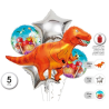 Globos Set Dinosaurio Plata 5 Unid - Fiestas de Cumpleaños de Dinosaurios