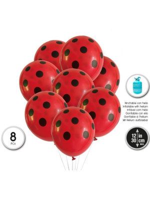 Globos Rojo Lunar Blanco8 Unid