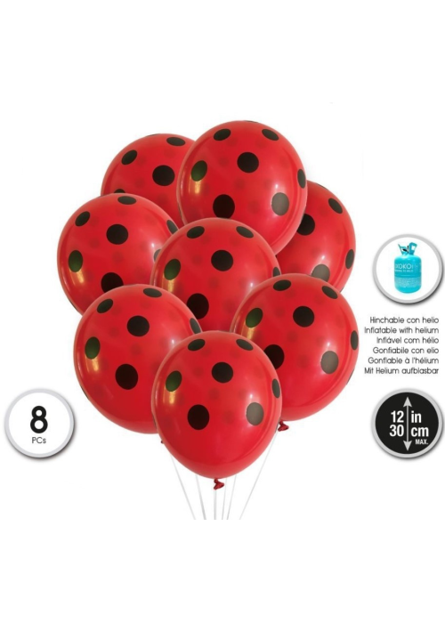 Globos Rojo Lunar Blanco8 Unid