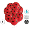 Globos Rojo Lunar Blanco8 Unid