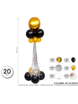 Columna de Globos Oro y Negro - Globos