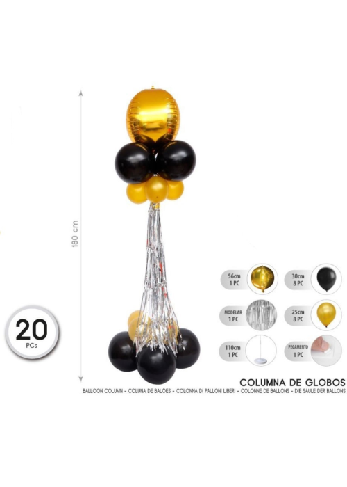 Columna de Globos Oro y Negro