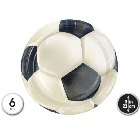 Platos Balon de Futbol 23cm 6 Unid - Fiestas de Cumpleaños de Futbol
