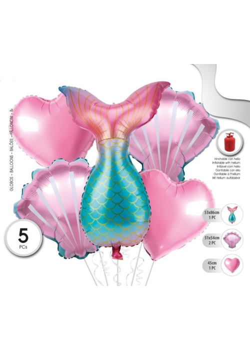 Globos Set Cola de Sirena - Globos de Formas Metalizados