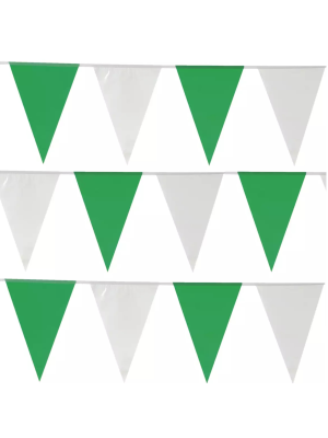 Banderines Verde y Blanco Plastico 10m - Guirnaldas